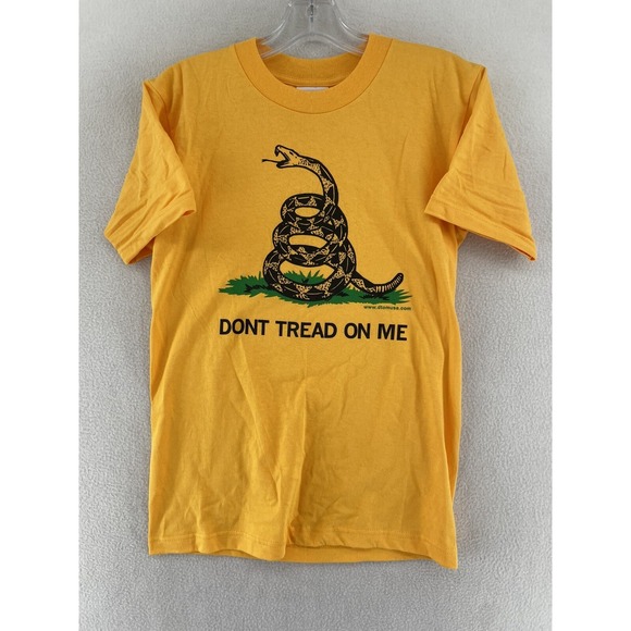 Don't Tread On Me T Shirt Size Small Yellow American Patriotic - Picture 1 of 4